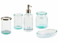 5 accessoires de salle de bains en céramique menthe