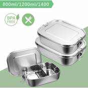 800 + 1200 + 1400 ml lunch box lunch box inox lunch box inox maternelle sans bpa - Argent - Swanew