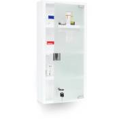 Armoire à pharmacie blanche inox avec porte magnétique en verre opale Hx l x p 57 x 27 x 12 cm, blanc - Relaxdays