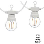 Barcelona Led - Guirlande led câble blanc 10 ampoules led 3000ºK - 8 mètres - Blanc Chaud