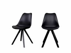 Bergen - lot de 2 chaises en simili et pieds en bois - couleur - noir