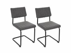 Berny - lot de 2 chaises tissu surpiqué gris chiné