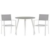 Break ensemble table et chaises de jardin, table 90x90cm, 2 chaises Copacabana, gris,gris.