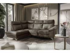 Canapé d'angle en cuir italien de luxe 5 places luzini taupe, angle gauche