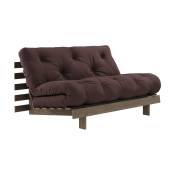 Canapé-lit en pin carob brown et tissu marron 140 x 200 cm Roots - Karup Design