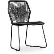Chaise d'extérieur - Chaise de jardin - Frony Noir - Rotin synthétique, Acier, Metal, Plastique - Noir