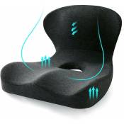 Chaise de bureau à coussin, adaptée au dos et aux fesses, chaise de bureau à coussin ergonomique en forme de l. Enveloppe et support solides,