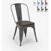 Chaise industrielle en bois et acier style Lix pour cuisine et bar steel wood Couleur: Gris foncé