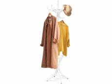 Costway porte-manteau sur pied au style industriel, 12 crochets en bois massif, support manteau/parapluie/chapeau, 51 x 51 x 184cm (blanc)