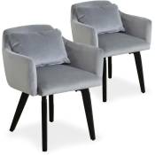 Cotecosy - Lot de 2 fauteuils scandinaves Gybson Velours Argent - Argent
