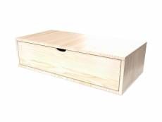 Cube de rangement bois 100x50 cm + tiroir vernis naturel