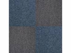 Dalle de moquette ultra-résistant couleur noir charbon & bleu tempête pour usage professionnel, 2 paquets de 20 dalles de 50cm x 50cm (superficie de 2