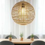 Design Pendule Suspension Lampe Salle à Manger Bambou Sphère Tresse Plafonnier Luminaire