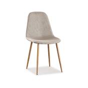 Designetsamaison - Chaise scandinave tissu beige - Ela Beige