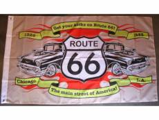 "drapeau route 66 et chevrolet bel air 1957 main street