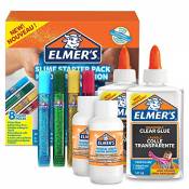 Elmer’s Kit de base pour slime, colle transparente PVA, stylos colle pailletée & activateur magique pour slime en solution liquide, lot de 8 produits