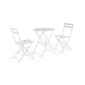 Ensemble de jardin Bistrot blanc avec table et chaises pliantes