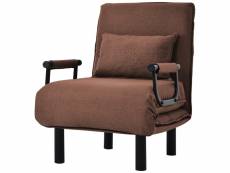 Fauteuil chauffeuse canapé-lit convertible inclinable lin marron clair