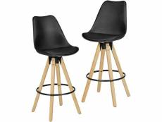 Finebuy ensemble de 2 tabourets de bar bois rétro tissu design avec dossier | chaise de bar design rétro scandinave 2 pièces | bar hauteur du siège de
