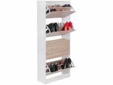 Finebuy étagère à chaussures et housse bois 60 x 150 x 24 cm blanc chêne sonoma | armoire à chaussures avec rangement 24 paires de chaussures | commod
