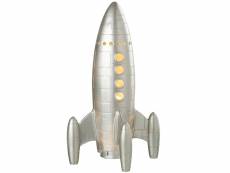 Grande lampe à poser fusée argentée 43 cm