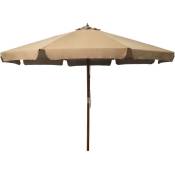 Helloshop26 - Parasol mobilier de jardin avec mât en bois 330 cm taupe - Bois