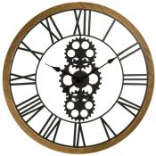 Horloge mécanique Maelo en bois et métal D70cm -