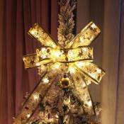 Intérieur Guirlandes Lumineuses à Ruban Brillant Lumières de Noël à LED de 13 pi, Ruban Lumineux Décoration pour Arbre de Noël, Nœud en Dentelle DIY