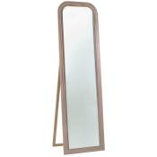 Iperbriko - Miroir de sol ovale en bois crème vieilli