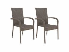 Logan - lot de 2 chaises de jardin en rotin synthétique gris