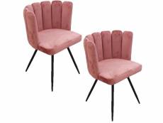 Lot de 2 chaises design effet velours ariel - rose