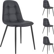 Lot de 4 chaises alvaro pour salle à manger ou cuisine avec 4 pieds en métal noir et assise capitonnée, revêtement synthétique noir - Noir