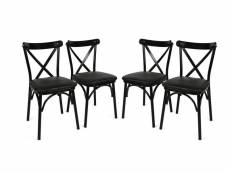 Lot de 4 chaises bistrot antonio bois et métal noir