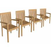 Lot de 4 chaises de jardin java empilables en teck - brown
