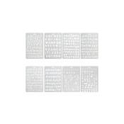 Lot de 8 Pochoir Chiffre et Letter Pochoir Alphabet Peinture Réutilisable Souple Majuscule Minuscule Caractère de 1 à 3 cm pour Scrapbooking Carte