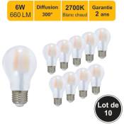Lutece-arc - jamais utilisé] Lot de 10 ampoules led filament E27 6W 660Lm 2700K - garantie 2 ans