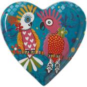 Maxwell & Williams Love Hearts Plat en forme de cœur avec motif deof Parrots de Porcelaine, 15,5 cm - Turquoise