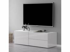 Meuble tv salon design 2 tiroirs 110cm blanc brillant metis AHD Amazing Home Design