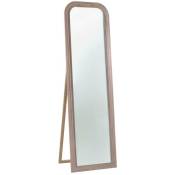 Miroir de sol ovale en bois crème vieilli mat cm50xh170x2