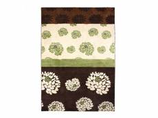 Nature - tapis motifs fleurs chocolat vert 160x230