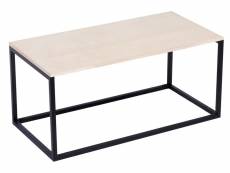 Nordlys - table basse industrielle rectangulaire bois moderne metal noir