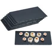 Plat de service, lot 8, rectangulaire, pour servir fromage/sushis/desserts, 26 x 16 cm, noir - Relaxdays