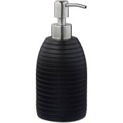 Porte-savon liquide, 300 ml, rechargeable, salle de bain, cuisine, distributeur shampoing, pompe en inox, noir - Relaxdays
