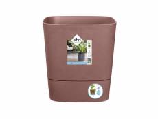 Pot de fleurs carré greensense aqua care - plastique réservoir - avec roulettes - ø38 - brun argile ELH8711904522865