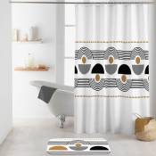 Rideau de douche aux formes géométriques - Blanc - 180 x 200 cm