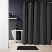 Rideau de douche avec illets clipsables - Noir - 180 x 200 cm