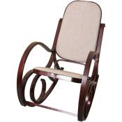 Rocking-chair, fauteuil à bascule M41, imitation noyer, tissu beige