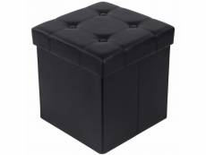 Songmics tabouret pouf coffre boîte de rangement repose-pied cube siège pliable gagner de l'espace noir 38 x 38 x 38 cm lsf30b