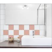Sticker carrelage adhésif décoratif, carreaux orange formes écailles 10x10cm, x9, tendance déco cuisine crédence - Orange