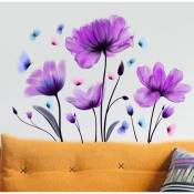 Sticker mural papillon fleur de tulipe pourpre salon chambre autocollant mural décoratif créatif